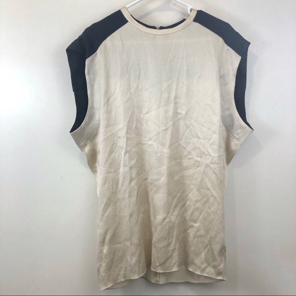 Helmut Lang Long Layered T Tunic Ecru Champagne Gravel Silk and Black Size Small - Picture 1 of 6